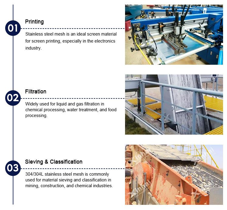304/304L Stainless Steel Wire Mesh Applications