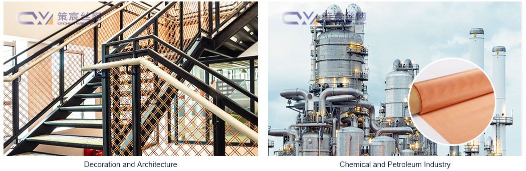 Red copper mesh is used for electromagnetic shielding, electrical grounding, industrial filtration, gas/liquid filtering, and electrical conduction.